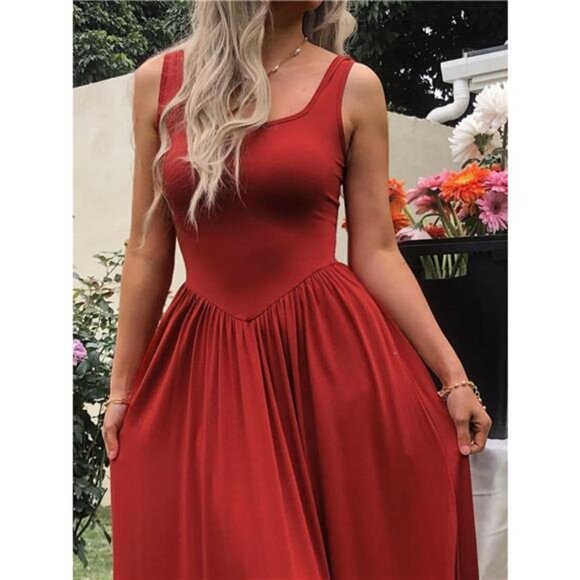 Sleeveless Midi Dress with Gathered Waist - Picture 6 of 14
